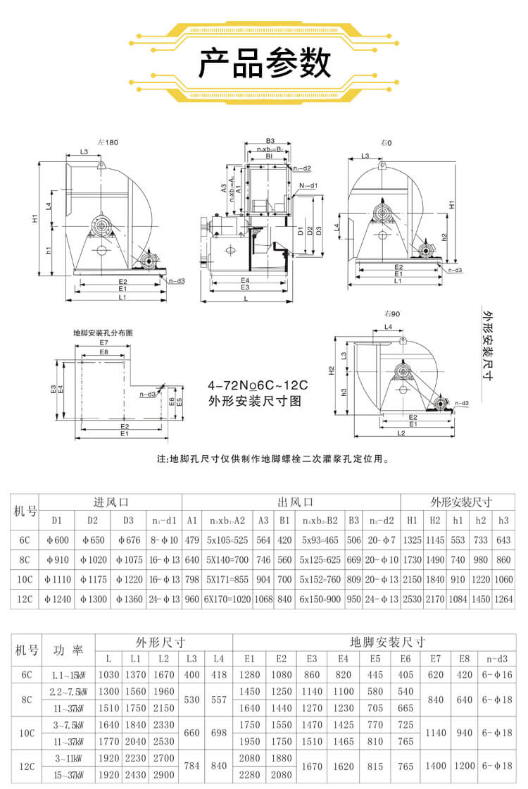 4-72玻璃鋼離心風(fēng)機尺寸規(guī)格